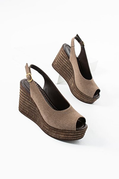 diclepolat Γυναικεία πέδιλα με τακούνι από βιζόν και σουέντ, ψηλή πλατφόρμα, ...