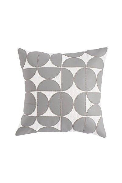 Diva Home Leather Quarter Circle Geometric Laser Cut Pattern Embroidered 45 X...