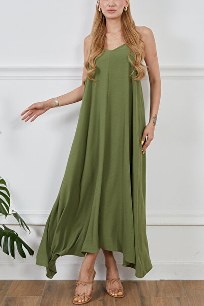 zenne Ayrobin fabric Adjustable Strap piece dress green