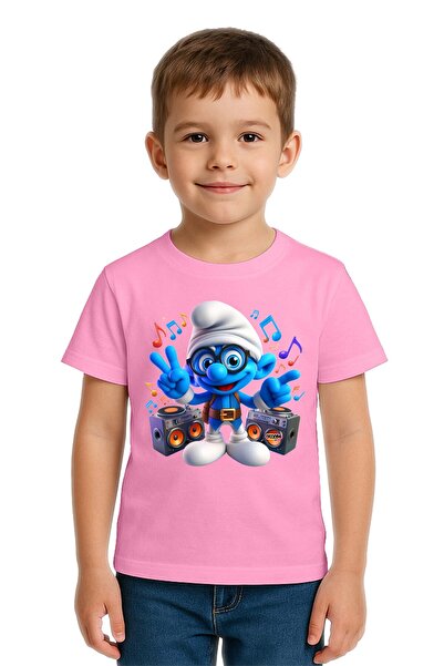SEDİRLİ Tricou unisex pentru copii Smurfs cu imprimeu bumbac bucăți din bumba...
