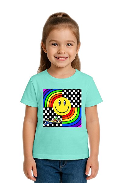 SEDİRLİ تي شيرت للأطفال بوجه مبتسم مطبوع من القطن الممشط قطن قطع