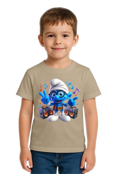 SEDİRLİ Tricou unisex pentru copii Smurfs cu imprimeu bumbac bucăți din bumba...