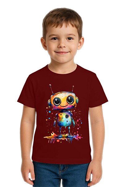 SEDİRLİ Унисекс детска тениска с принт на робот, изработена от памучен джърси