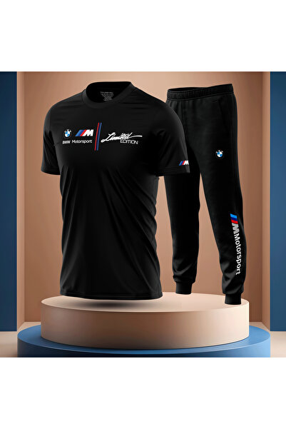 Bulvar Lee Men's Crew Neck Bmw Printed T-Shirt Tracksuit Set / Car