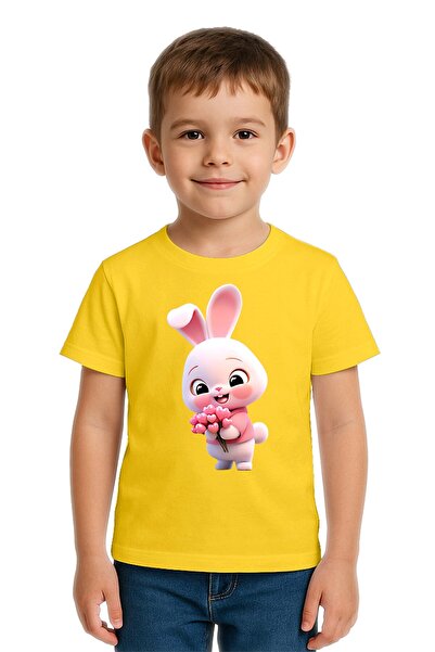 SEDİRLİ Unisex Tavşan Rabbit με τύπωμα Παιδικό μπλουζάκι από χτενισμένο βαμβα...
