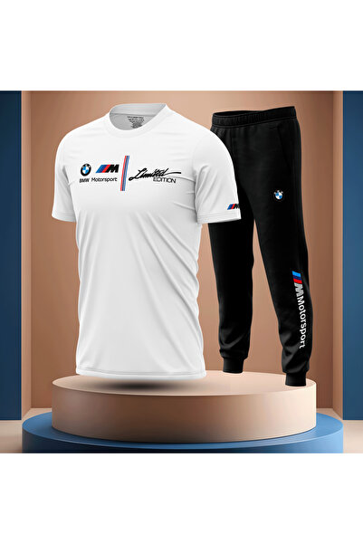 Bulvar Lee Men's Crew Neck Bmw Printed T-Shirt Tracksuit Set / Car