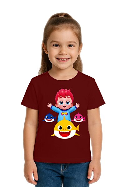 SEDİRLİ Tricou unisex Baby Shark cu imprimeu pentru copii, bumbac bucăți, bum...