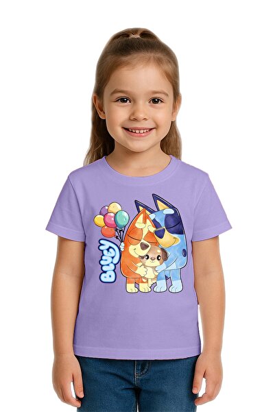 SEDİRLİ Unisex Bluey baskılı Çocuk Tişört pamuklu penye kumaş
