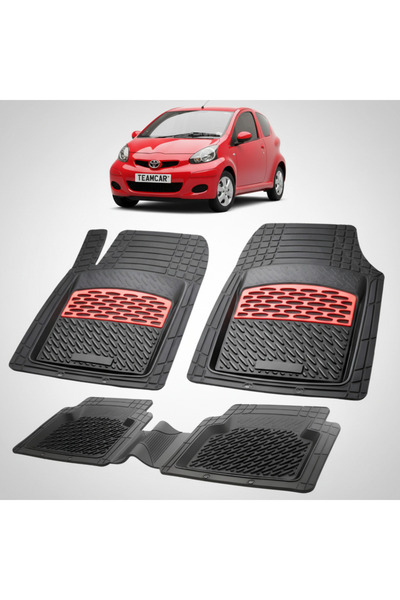 TEAMCAR Πατάκια δαπέδου Toyota Aygo AB10 Συμβατά Hatchback 2008-2012 | Κόκκινα