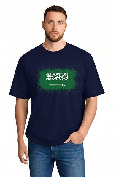 sngl Men's Oversized Saudi Arabia Flag Printed Short Sleeve T-Shirt S m L XL 2XL