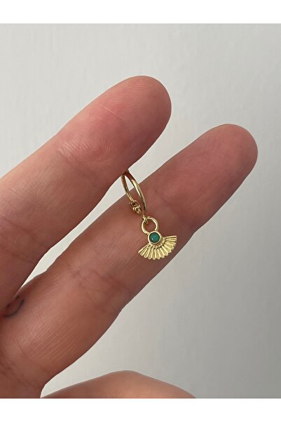 denizden silver Tekli gümüş vintage yelpaze küpe - 1 adet