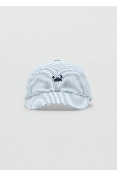 MANGO Baby Striped cap with embroidered detail