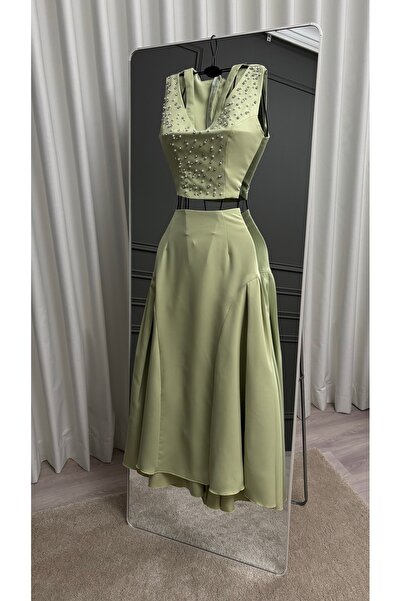 Sondos Fashion فستان سهره زيتي