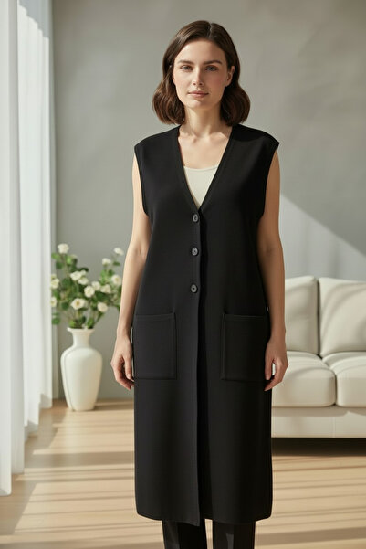 ENDAMIM Women's Boat Neck Acrylic Plain Pattern Belted Relaxed Knitwear Vest