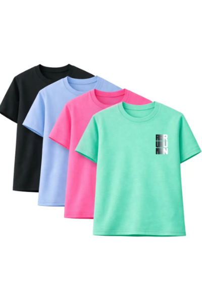 Sweetline Unisex Oversized T-Shirt Run Printed – Pack of 4 Black, Baby Blue, ...