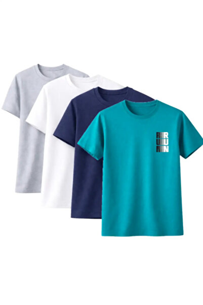 Sweetline Unisex supradimensionat tricou RUN cu imprimeu – Pachet de 4 gri, a...