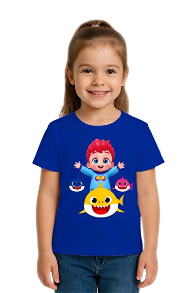 SEDİRLİ Unisex Baby Shark με τύπωμα Παιδικό μπλουζάκι από χτενισμένο βαμβακερ...