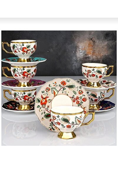 KÖSEOĞLU HOME Kosova Modern Coffee Cup with Flowers