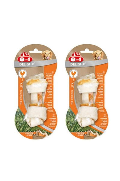 8in1 Delights Bones Tavuklu Düğümlü Köpek Ödül Kemiği 35Gr (S) X 2 Adet