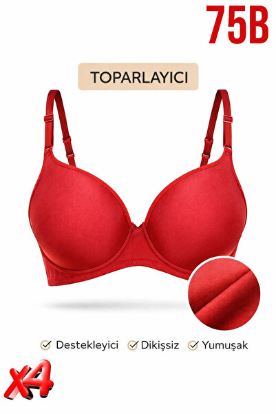 PRUSA İÇ GİYİM Women's Padded (Supported) B Wired t Shaping / Sculpting Red B...
