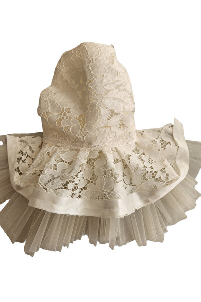 atelyu بدلة للقطط والكلاب كريم دانتيل فستان زفاف