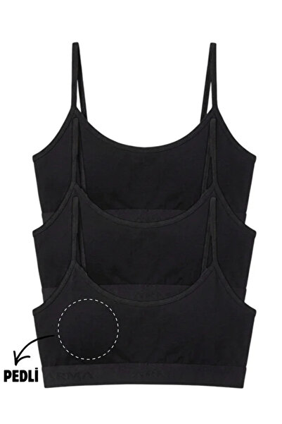 Disa Genç Kız İp Askılı Çıkarılabilir Pedli Yarım Atlet Alıştırma Sütyeni 3'l...