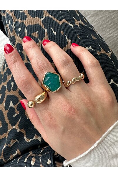 ringbox مجموعة من 3 خواتم باللون الفيروزي