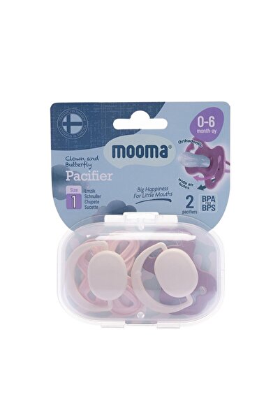 MOOMA مصاصة الكلببة والفراشة رقم: 1 باللون الوردي الفاتح والبنفسجي الداكن