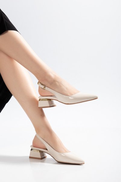 bolmar Women's Short Heeled Patent Leather Open-Back Shoes