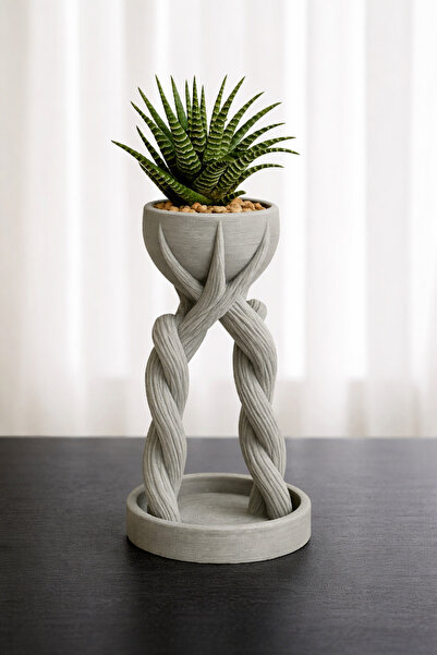 3D FABRİKAM 🪴Dekoratif Burgu Saksı Standı - Modern Tasarım Sukulent Saksı - ...