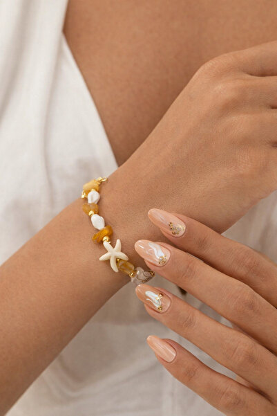 Vinlora Design Citrine Natural Stone Starfish & Seashell Bracelet – Elegant W...