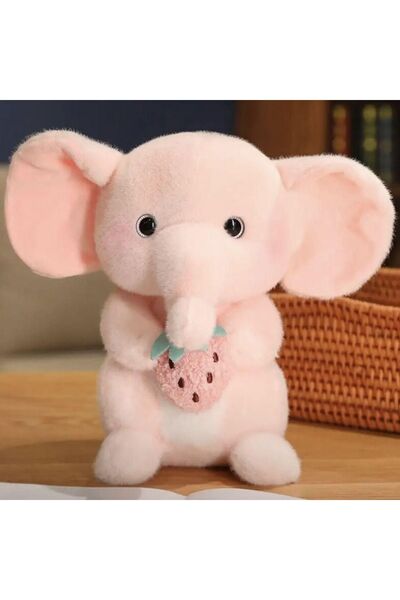 OEM Pink Plush Elephant with Strawberry - 24 cm