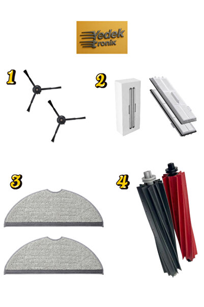 Roborock S8, S8 Plus, S8 Pro Ultra Uyumlu 4’lü Yedek Parça Seti – Filtre+Ana ...