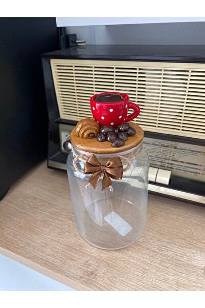 hediye atölyesi Seramik vernikli 800ml kahve kavanozu