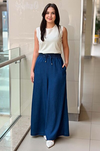 sentez giyim Sentez Mie Tenzel Geniş Paça Pantolon