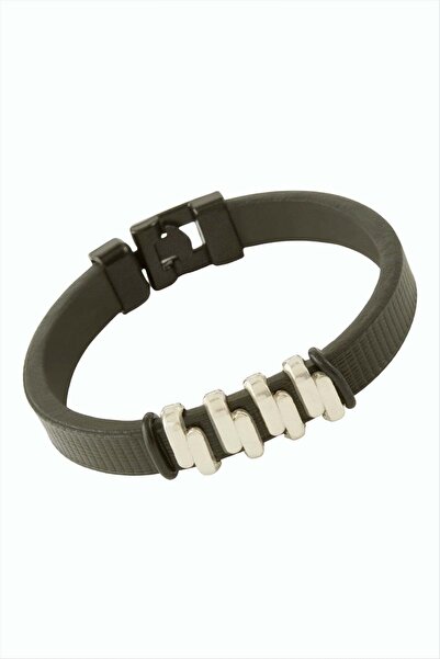 Bijuteri Net Striped Quality Faux Leather Bracelet