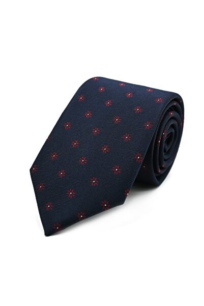 Sade Kravat أزرق داكن بوردو بنقشة زهور ربطة عنق 33222 أزرق داكن