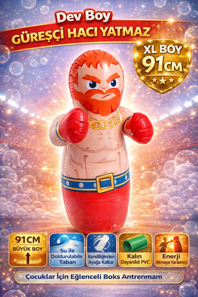 cayenna Dev Boy Hacıyatmaz 91 cm XL - Su Doldurulabilir Tabanlı Şişme Boks To...