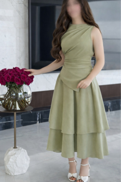 zelia Elegant Olive Green Girls Dress – Stylish Teen Dress for Parties & Spec...