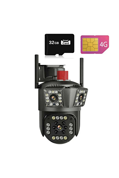 unbranded Camera de Supraveghere Tripla 4g, Ultra Hd 5x Zoom, Rotire, Leduri