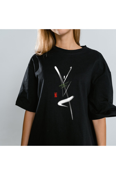 TİMİSİVA Tricou unisex supradimensionat ARTISTIC cu imprimeu guler rotund cu ...