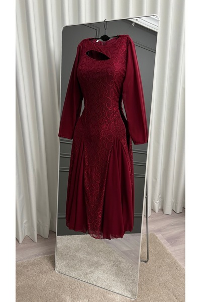 Sondos Fashion Burgundy evening dress
