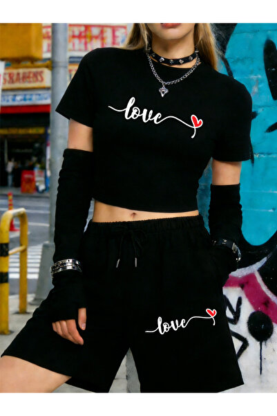 NOISSEY Trend Heart Love Letter cu imprimeu Pantaloni scurți Babby Teelar Set...