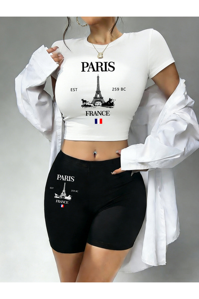 NOISSEY Fashion Paris France Eiffel Tower Printed Babby Teet-Shirt and Shorts...