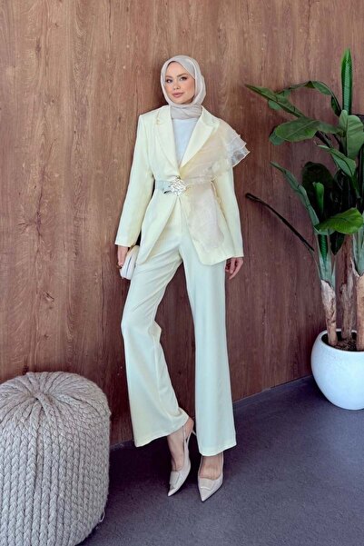 Şulemoda Giyim Ruffle Suit Yellow