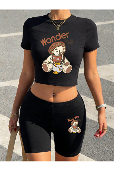 NOISSEY Summer Honey Bear Cartoon cu imprimeu Babby Tee tricou și pantaloni s...