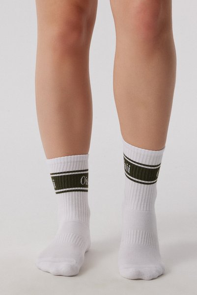Oishii Rei Spor Socks Dark Olive Pattern