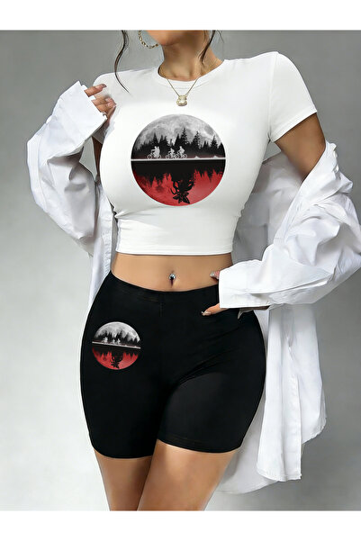 NOISSEY Sportif Bărbați Ciclism cu imprimeu Babby Tee și pantaloni scurți Fem...