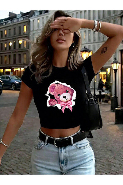 NOISSEY Kawaii Pink Teddy Bear με Με σχέδιο φιόγκους Γυναικεία μπλουζάκια Bab...