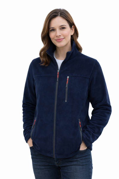 TMZ BUTİK Unisex lacivert Polar Ceket Fermuarlı Dik Yaka Yumuşak Dokulu Günlü...